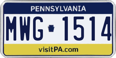 PA license plate MWG1514