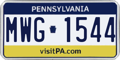 PA license plate MWG1544