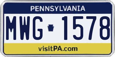 PA license plate MWG1578