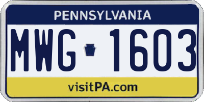 PA license plate MWG1603