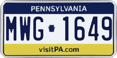 PA license plate MWG1649