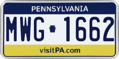 PA license plate MWG1662