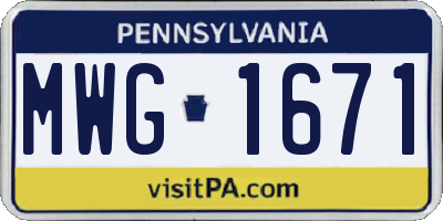 PA license plate MWG1671