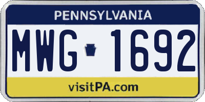 PA license plate MWG1692
