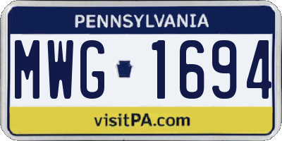 PA license plate MWG1694