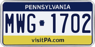 PA license plate MWG1702