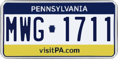 PA license plate MWG1711