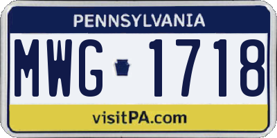 PA license plate MWG1718