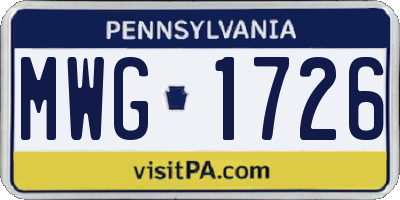 PA license plate MWG1726