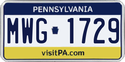 PA license plate MWG1729