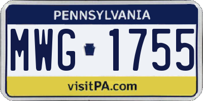 PA license plate MWG1755