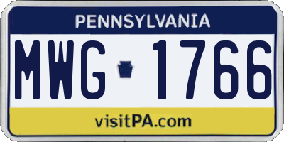PA license plate MWG1766
