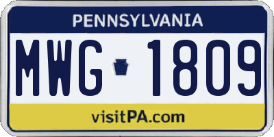 PA license plate MWG1809
