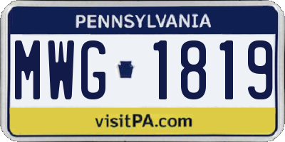 PA license plate MWG1819