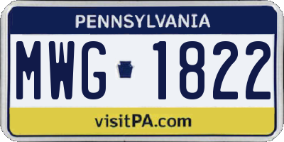 PA license plate MWG1822