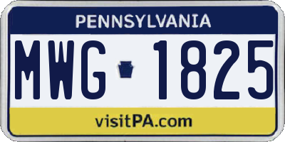 PA license plate MWG1825