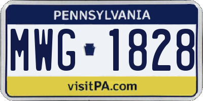 PA license plate MWG1828