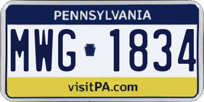 PA license plate MWG1834