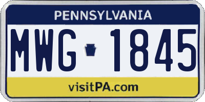 PA license plate MWG1845
