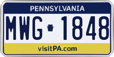 PA license plate MWG1848