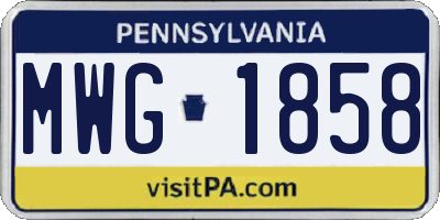 PA license plate MWG1858