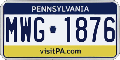 PA license plate MWG1876