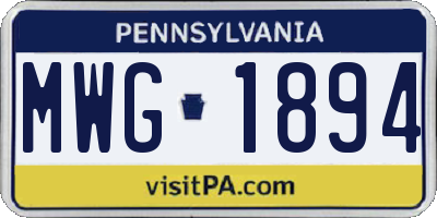 PA license plate MWG1894