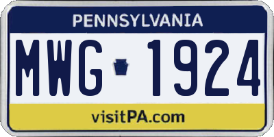 PA license plate MWG1924