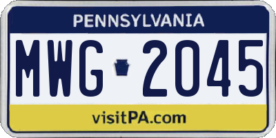 PA license plate MWG2045