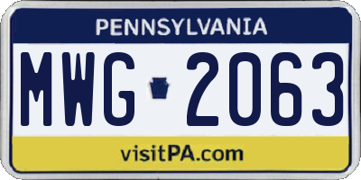 PA license plate MWG2063