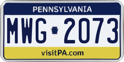 PA license plate MWG2073