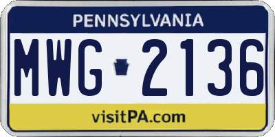 PA license plate MWG2136