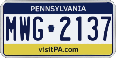 PA license plate MWG2137