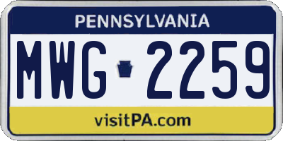 PA license plate MWG2259