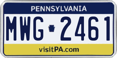 PA license plate MWG2461