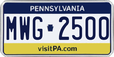 PA license plate MWG2500