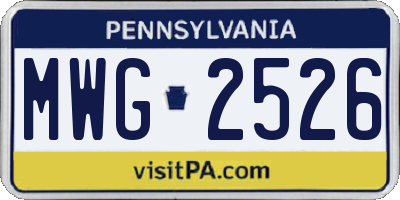 PA license plate MWG2526