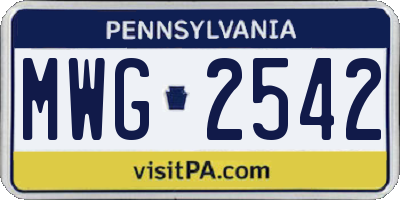 PA license plate MWG2542