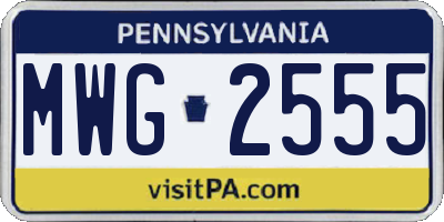PA license plate MWG2555