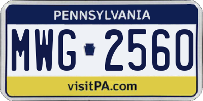 PA license plate MWG2560