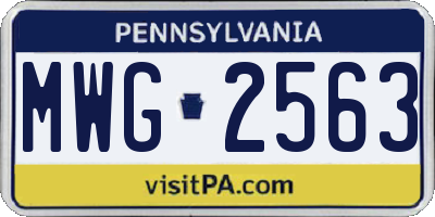 PA license plate MWG2563