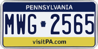 PA license plate MWG2565