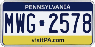 PA license plate MWG2578