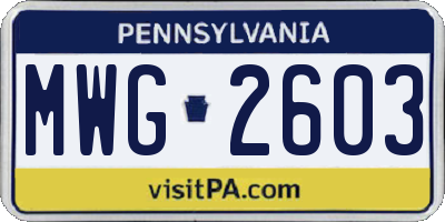 PA license plate MWG2603