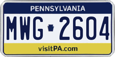 PA license plate MWG2604