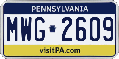 PA license plate MWG2609