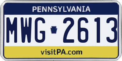 PA license plate MWG2613