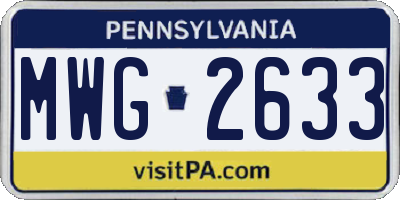 PA license plate MWG2633