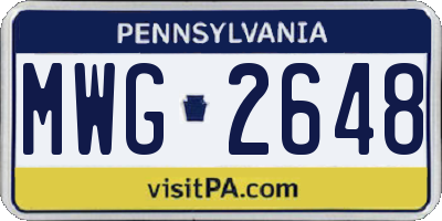 PA license plate MWG2648