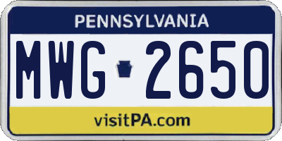 PA license plate MWG2650